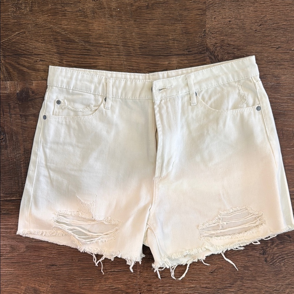 Articles of Society Cream Distressed Denim Shorts size 28
